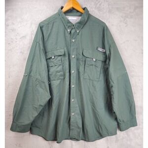 Columbia Mens 3XL Green PFG Button Shirt Lightweight Breathable Performance